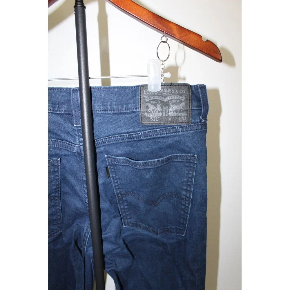 Levi's 511 Slim Fit Jeans Mens 32x34 Dark Indigo Blue Stretch Denim 04511-0717